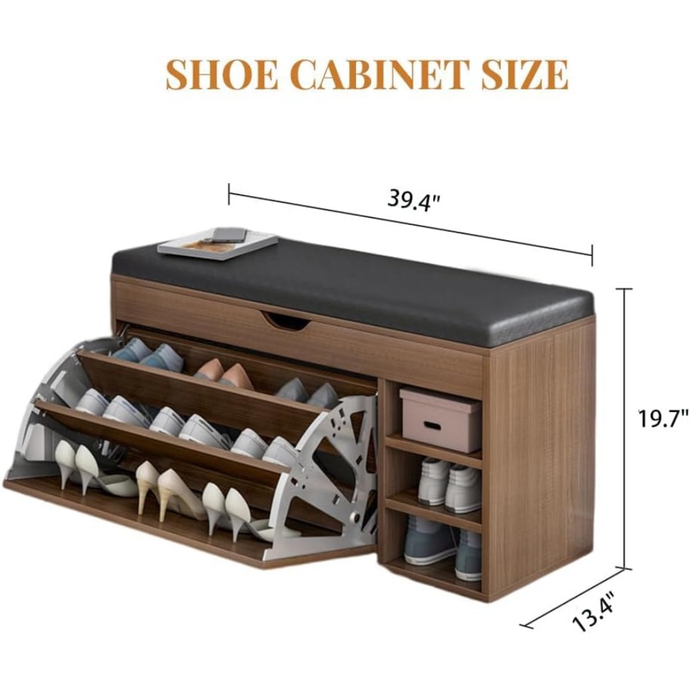 Shoe Rack, for Entryway with Sitting Stool Shoes Storage Cabinet for Entryway Shoes Rack Three-Tier Cabinet Suitable, Shoe Rack