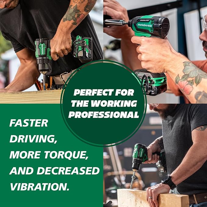 Metabo HPT - Kit combinado de taladro inalámbrico sin escobillas MultiVolt™ de 18 V, incluye baterías de 2 a 18 V, 2.0 Ah, KC18DEXQB