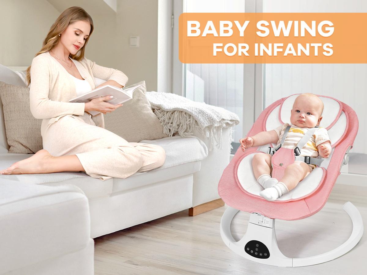 Mothersdaygift Baby Electric Bouncer for Infants,Baby Swing,5 Speeds and 10 Lullabies,Bluetooth Music,Remote Control,Adjustable Backrest,Indoor Use