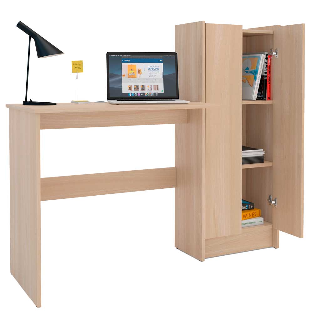 Escritorio  Con Armario Castaño