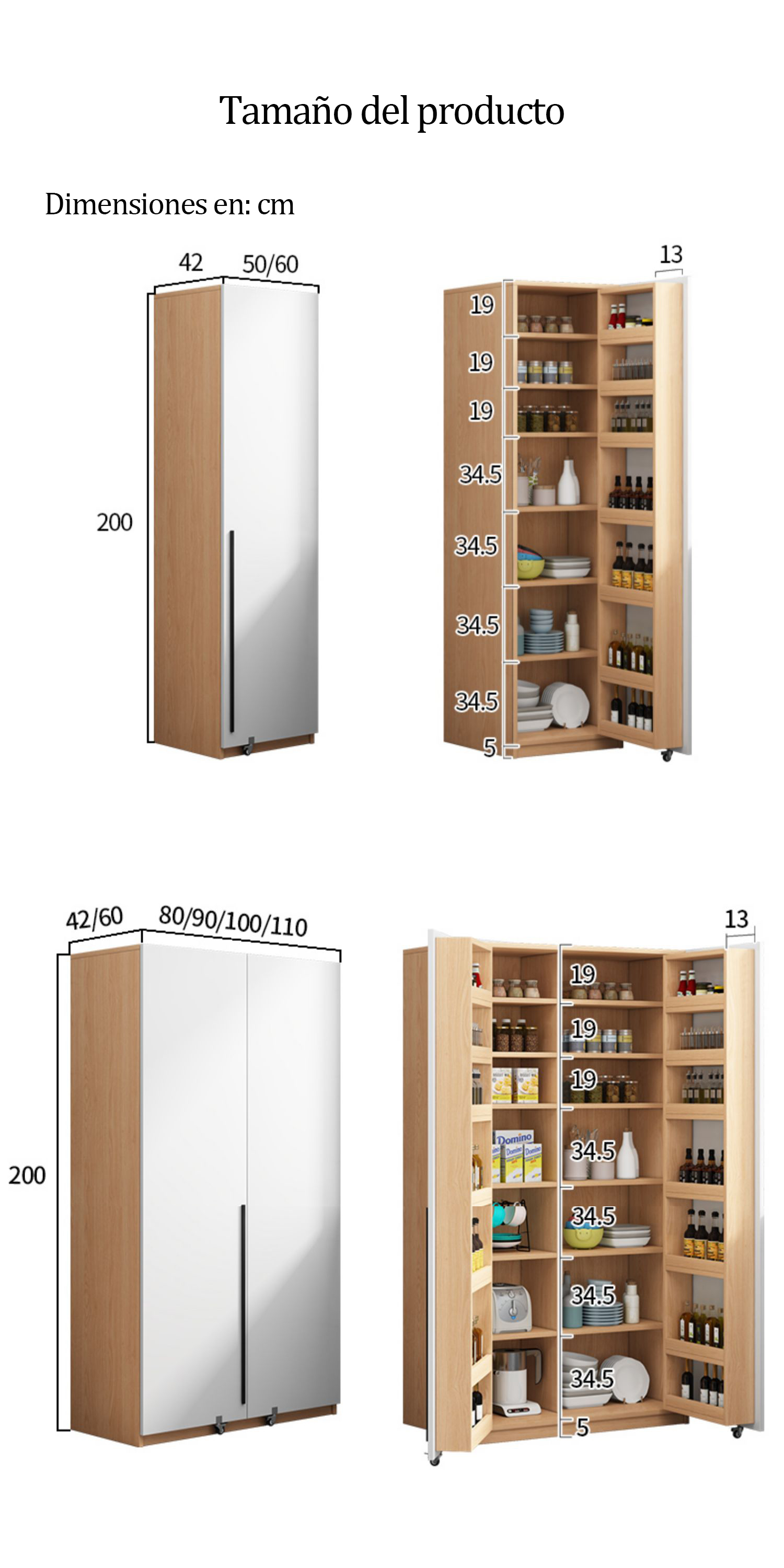 Armario multifuncional de gran capacidad de una sola pieza Aparador minimalista moderno Contra la pared armario