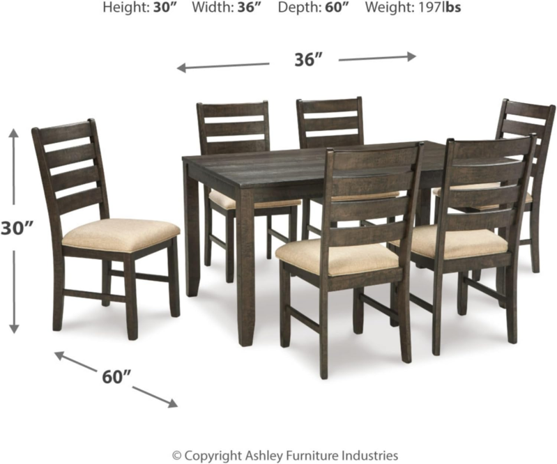 Juego de mesa de comedor de 20" con 6 sillas tapizadas.