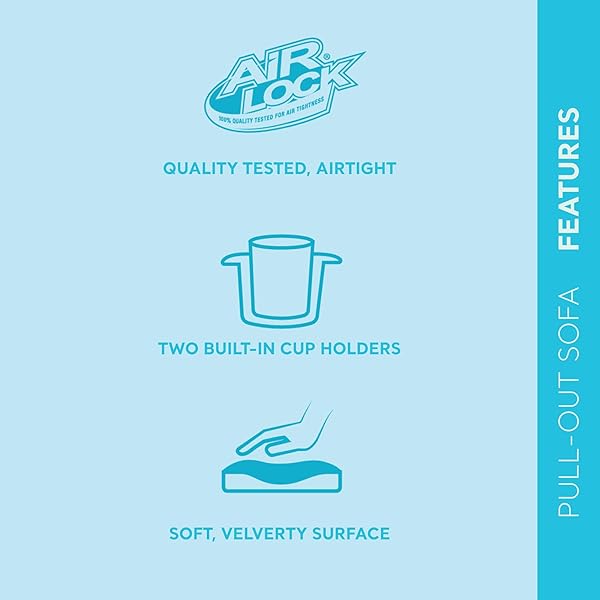 Sofá inflable extraíble: portavasos incorporado, superficie aterciopelada, válvula 2 en 1, se pliega de manera compacta, tamaño Queen de 46" x 88" x 26"