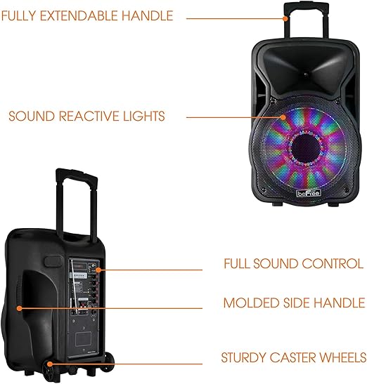 Altavoz portátil portátil de 12 Pulgadas y 2500 W con Luces iluminadoras