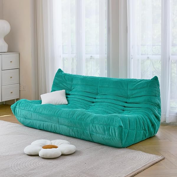 Sofá de tres plazas, sofá de piso de tamaño doble sin brazos de mediados de siglo, sillón de piso de pana suave de primera calidad, sillón decorativo de espuma para sala de estar, dormitorio (lima)