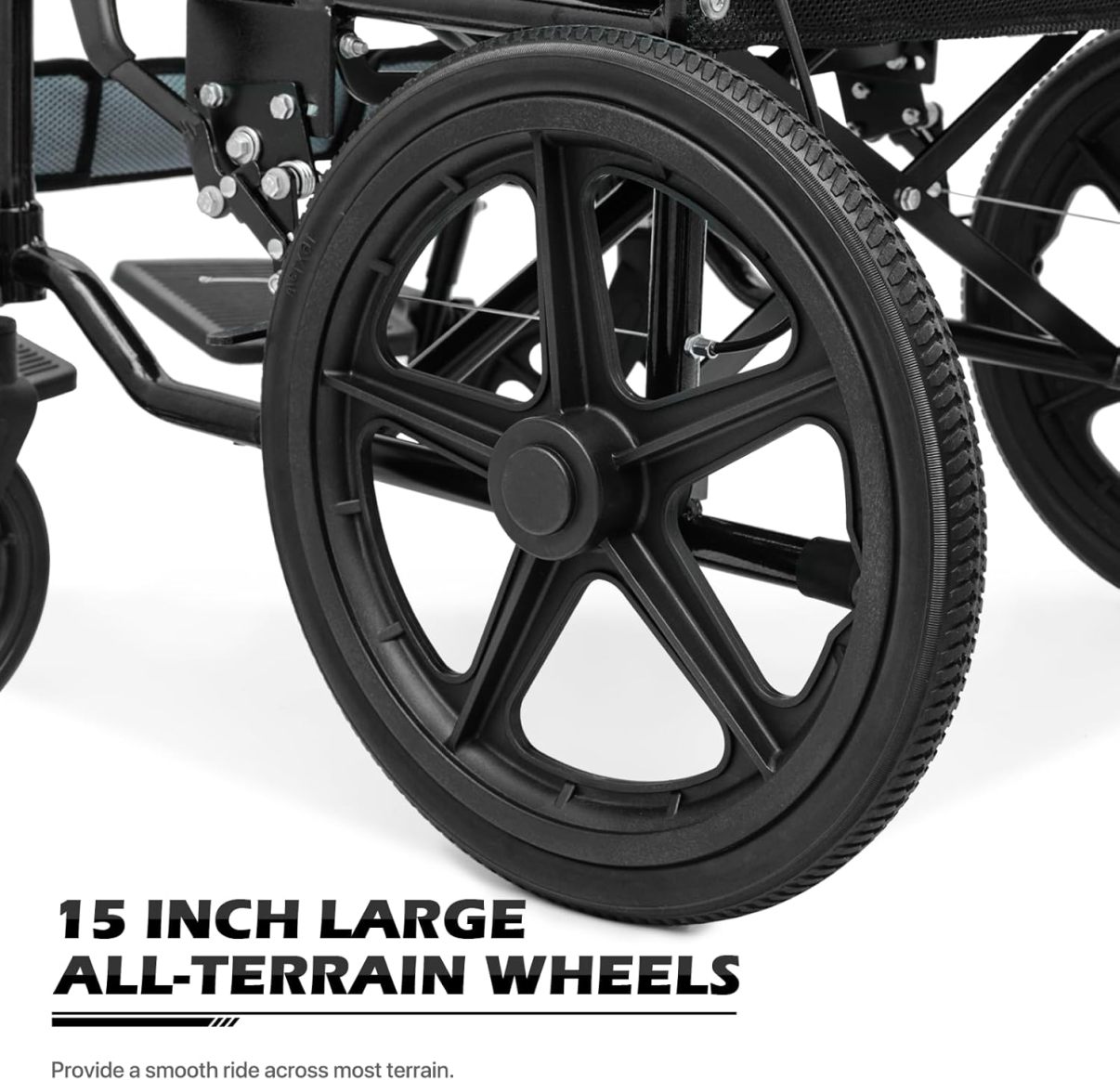 Monicare - Silla de ruedas para adultos con reposapiés abatible y frenos de mano con cierre de bucle, silla de rueda de asiento de 17.5 pulgadas, rueda trasera de 15 pulgadas, ligera, ultraligera,