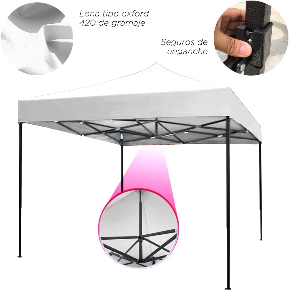 Toldo Carpa Plegable 3x3,Impermeable Reforzado-clavijas de tierra para tienda de campaña al aire libre