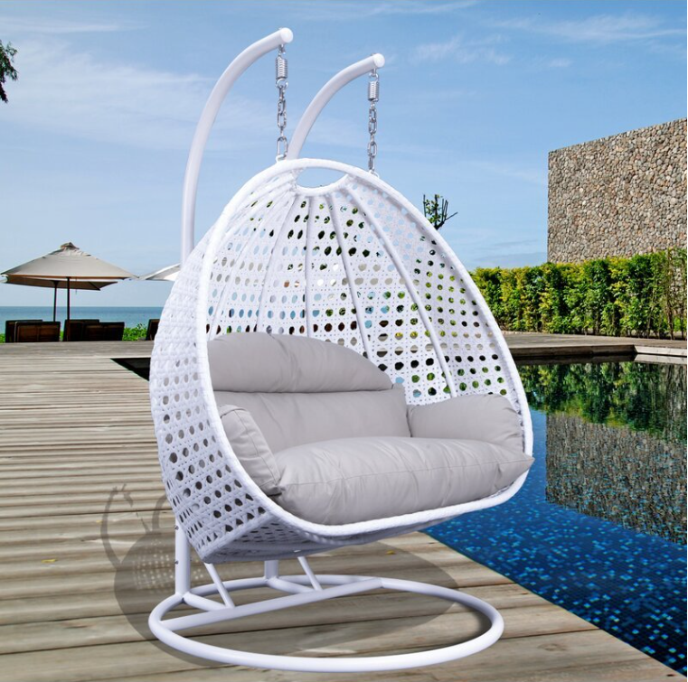 Columpio de mimbre para patio 2023, incluye cubierta vertical para lluvia🎉Con cojín de asiento