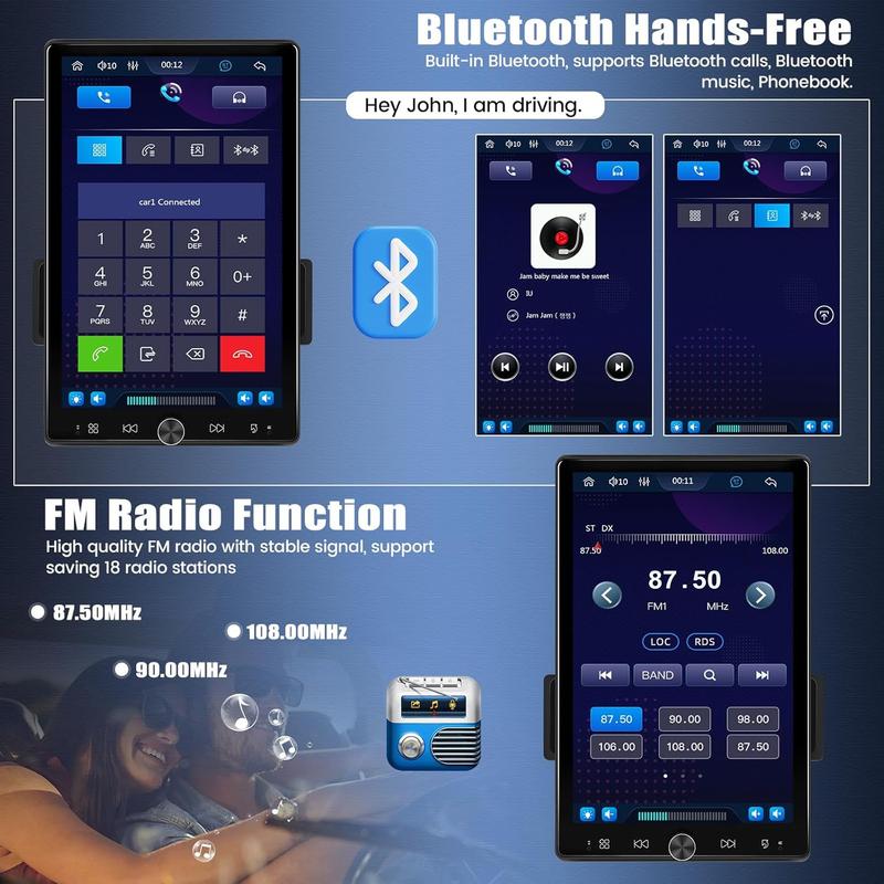 Autoestéreo de 10.4 pulgadas de un solo DIN con Carplay inalámbrico Android Auto, pantalla táctil vertical IPS 1080P, Bluetooth 5.2, cámara de reversa LED de 12 pulgadas, radio FM, USB/AUX, Mirror Link, SWC, SummerVibes fathersdaygift