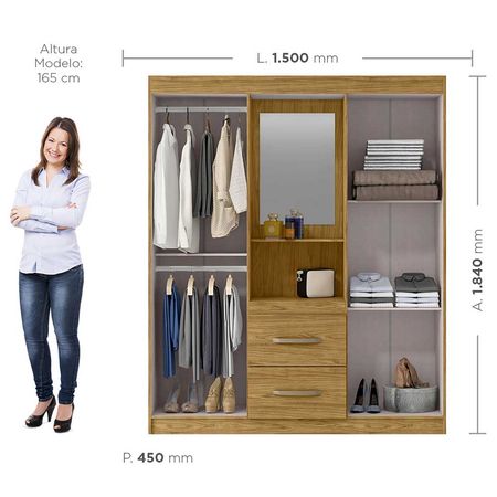 Ropero  Santiago 4 Puertas C/Espejo