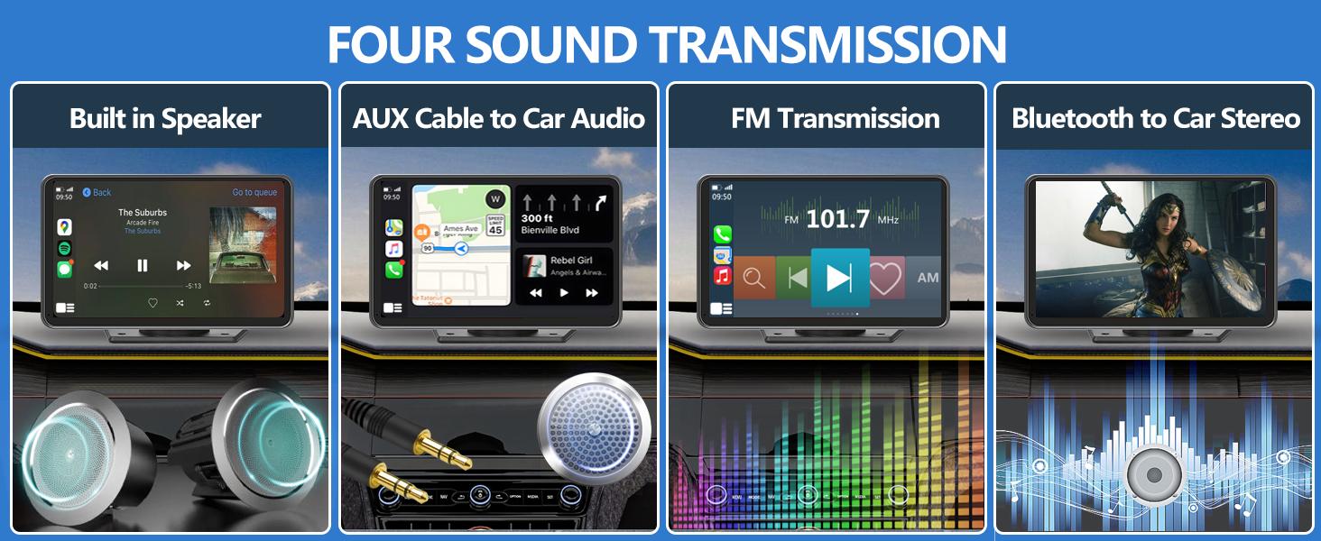 【PASLDA】Portable Wireless Carplay Car Stereo, 7" HD Touchscreen for Car with Apple CarPlay & Android Auto with Backup Camera/Mirror Link/Voice Control/Bluetooth/GPS/AUX for All Vehicles 【PASLDA】Portable Wireless Carplay Car Stereo, 7" HD Touchscreen for Car with Apple CarPlay & Android Auto with Backup Camera/Mirror Link/Voice Control/Bluetooth/GPS/AUX for All Vehicles