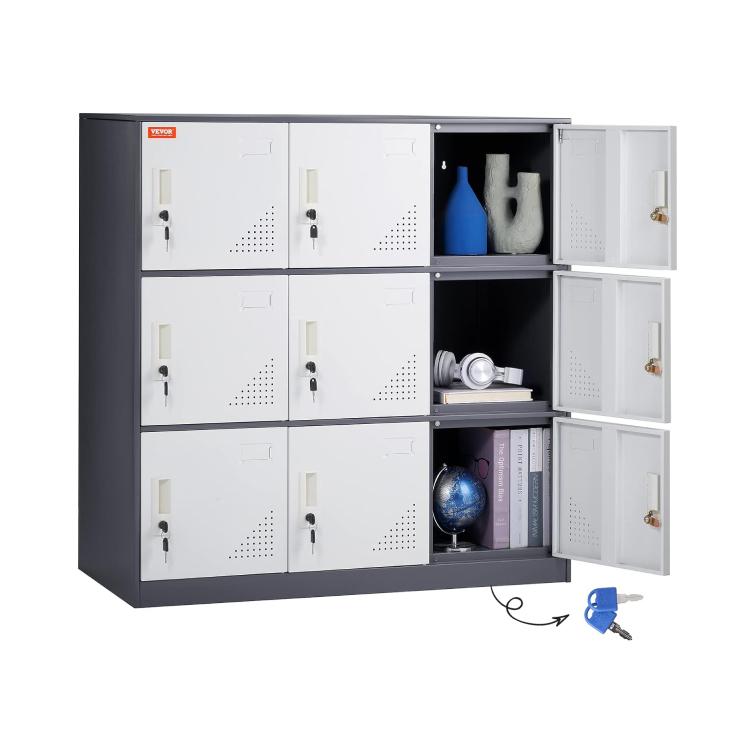 Metal Storage Cabinet with Wheels, 75'' Locking Steel Storage Cabinet with 2 Magnetic Doors and 4 Adjustable Shelves for Office, Garage, Home