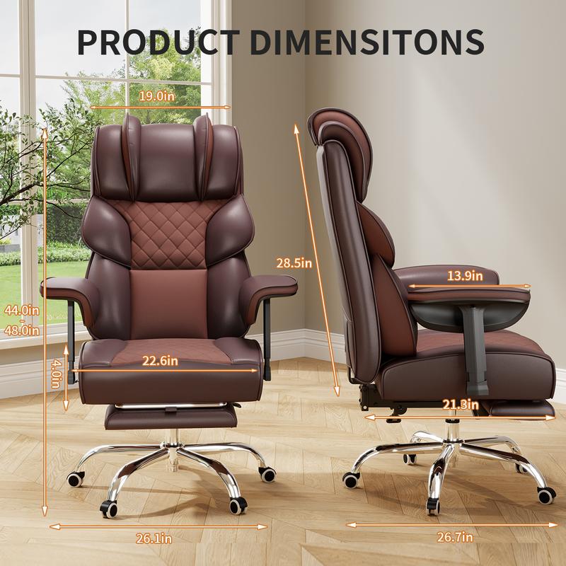 [Oferta relámpago de hoy] Silla de oficina grande y alta, silla de escritorio con reposabrazos suaves y ajustables, silla ergonómica para juegos con respaldo alto y soporte lumbar, sillas ejecutivas para computadora con reposapiés KC-5184