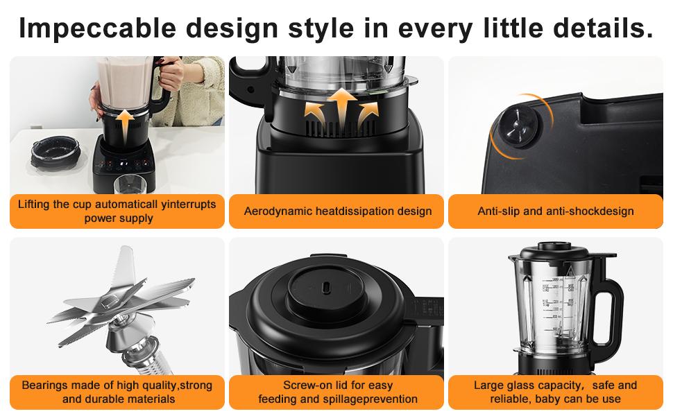 PRASKY Professional Heating 60oz-Glass Blender & Soy Milk Maker,24H Delay Cook, 600ml Stainless Steel Thermos/10-in-1 Multi-Function Smart Blender for Soups,Shakes and Smoothies & Juice, Soup Maker with Stew Pot, Kitchen Appliances SMARTLIVING