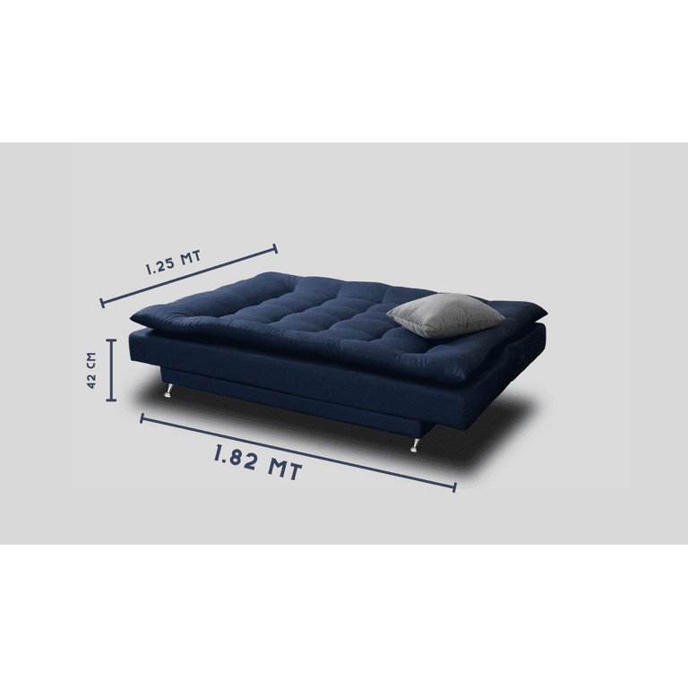 Sofá Cama Carmen Azul Denim M & E MUEBLES Matrimonial 3 Posiciones-taza