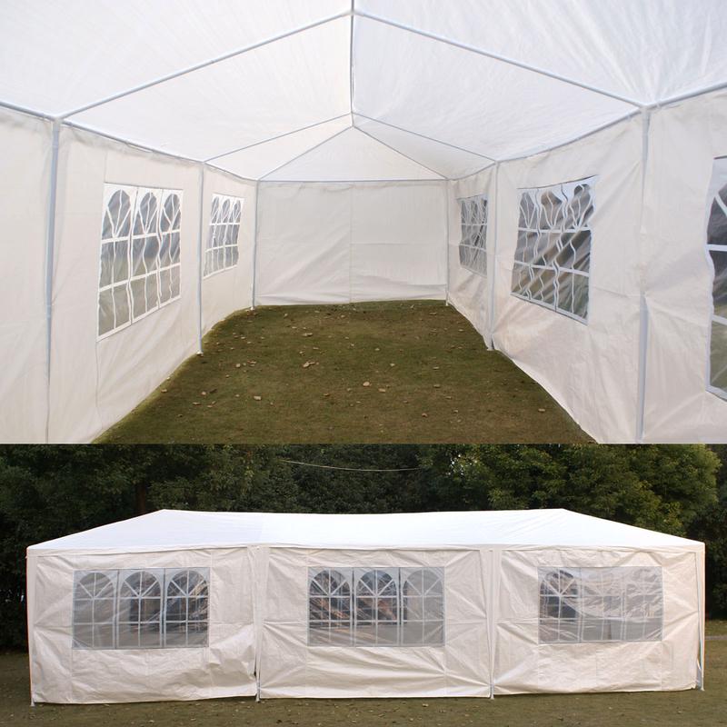 Toldo de patio con estructura de acero de varios tamaños - Toldo de sombra para exteriores para fiestas y bodas, opciones de 10'x30', 20' y 10', paredes desmontables, protección UV, incluye herrajes, refugio para exteriores, rectangular, summervibes