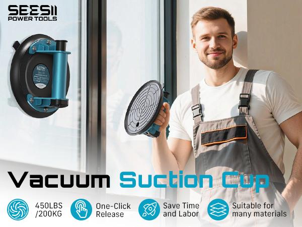 SEESII Suction Cups for Glass Lifting: 8" Tile Suction Cup Lifter with Handle and Pump, 200KG Load Capacity Heavy Duty Vacuum Lifter for Lifting Large Tile, Granite, Metal, Windows (2-Pack) SEESII Suction Cups for Glass Lifting: 8" Tile Suction Cup Lifter with Handle and Pump, 200KG Load Capacity Heavy Duty Vacuum Lifter for Lifting Large Tile, Granite, Metal, Windows (2-Pack)