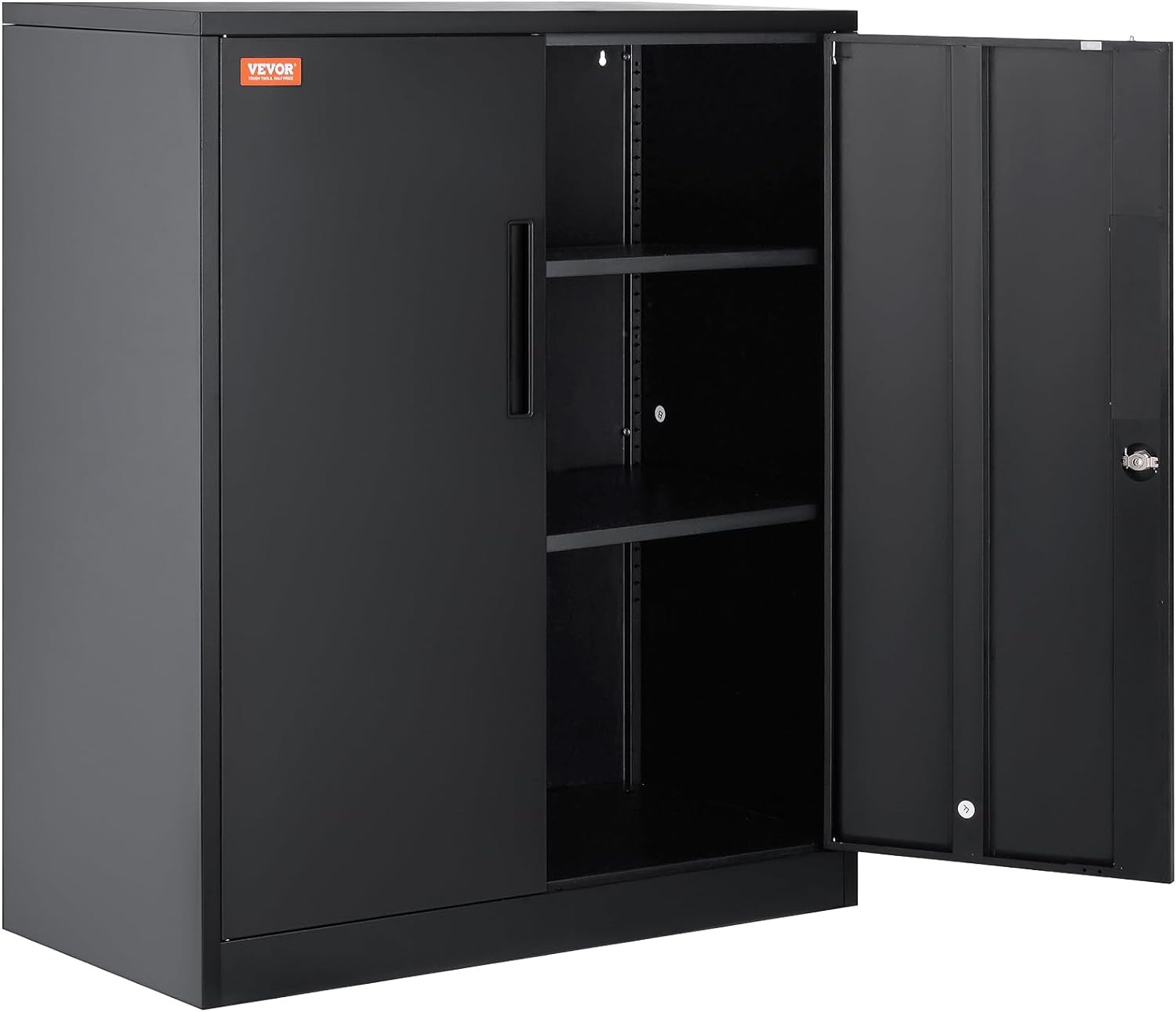 Metal Storage Cabinet with Wheels, 75'' Locking Steel Storage Cabinet with 2 Magnetic Doors and 4 Adjustable Shelves for Office, Garage, Home