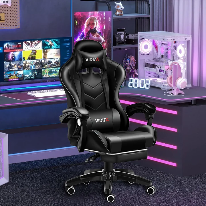 Set Silla Gamer Con Reposapiés y Escritorio Gamer X-RGB 120cm Negro