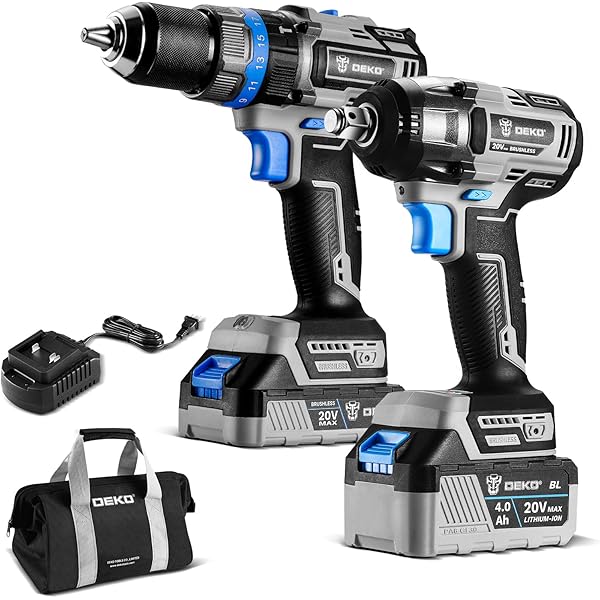 Kit combinado de taladro inalámbrico: taladro de impacto sin escobillas de 20 V máx. y llave de impacto Juego de herramientas eléctricas inalámbricas
