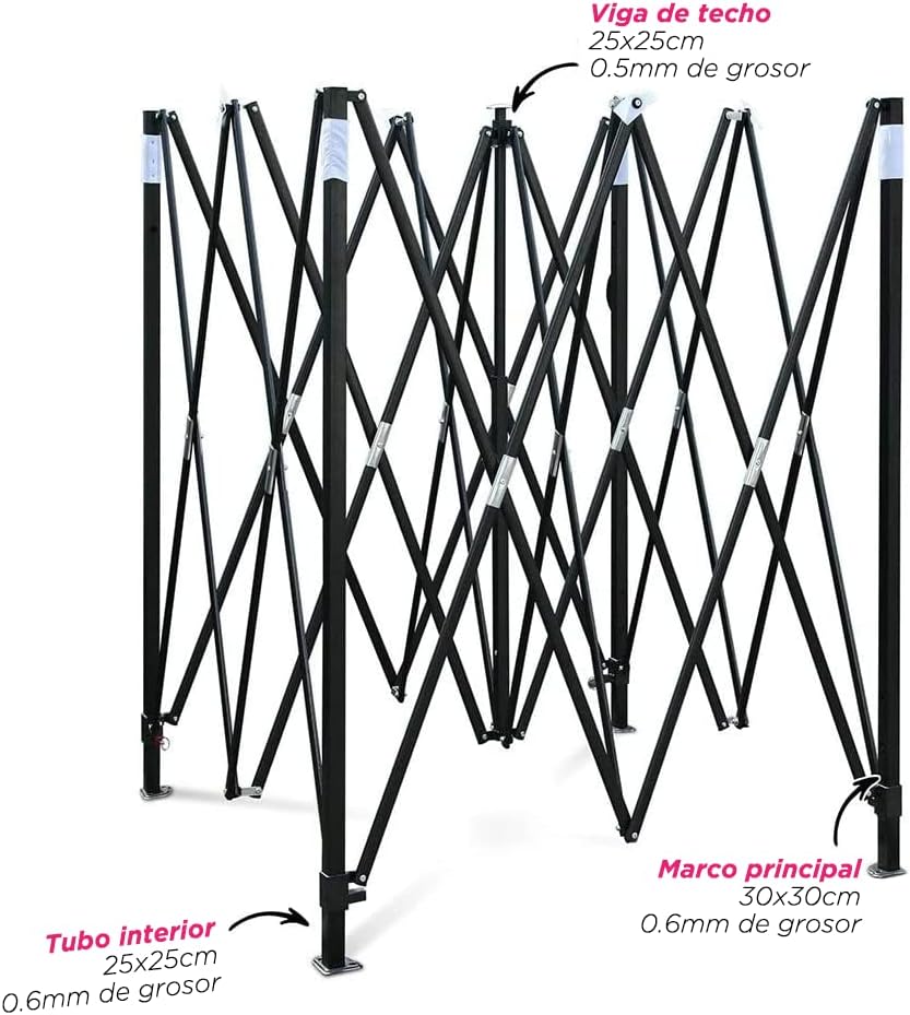 Toldo Carpa Plegable 3x3,Impermeable Reforzado-clavijas de tierra para tienda de campaña al aire libre
