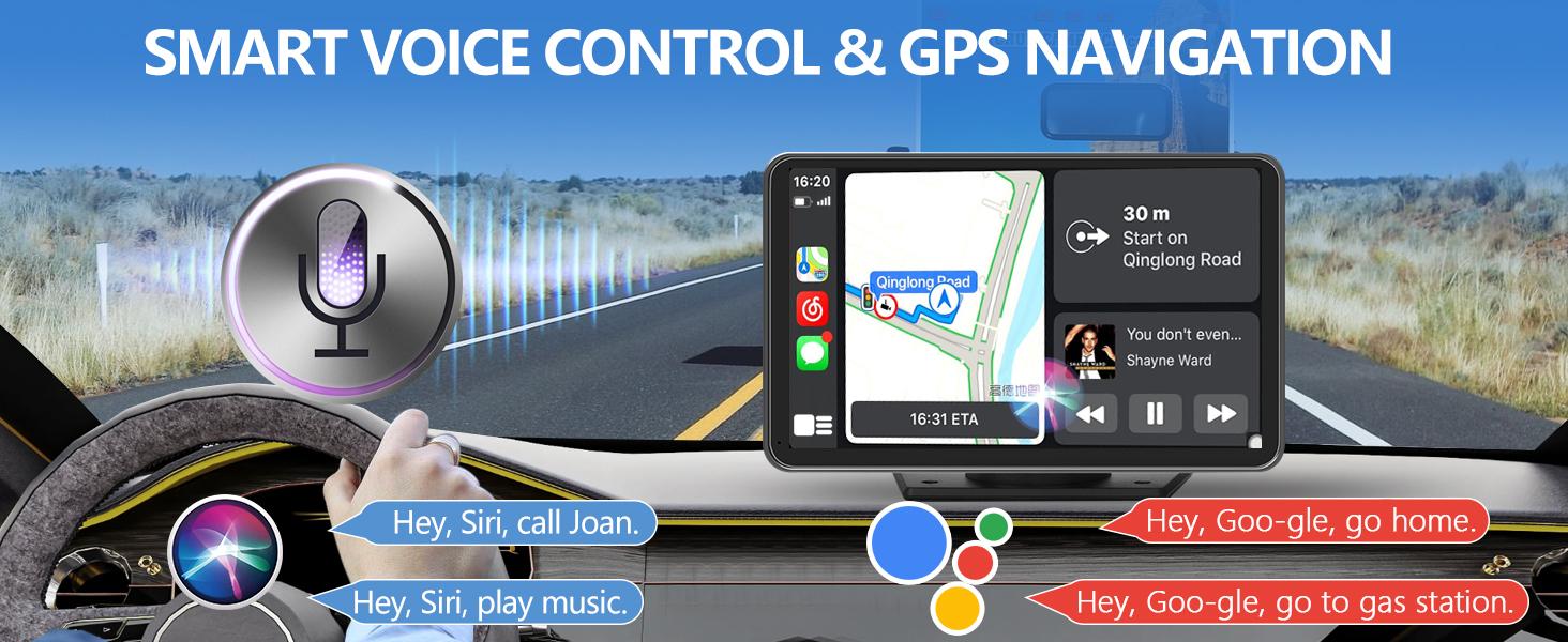 【PASLDA】Portable Wireless Carplay Car Stereo, 7" HD Touchscreen for Car with Apple CarPlay & Android Auto with Backup Camera/Mirror Link/Voice Control/Bluetooth/GPS/AUX for All Vehicles 【PASLDA】Portable Wireless Carplay Car Stereo, 7" HD Touchscreen for Car with Apple CarPlay & Android Auto with Backup Camera/Mirror Link/Voice Control/Bluetooth/GPS/AUX for All Vehicles