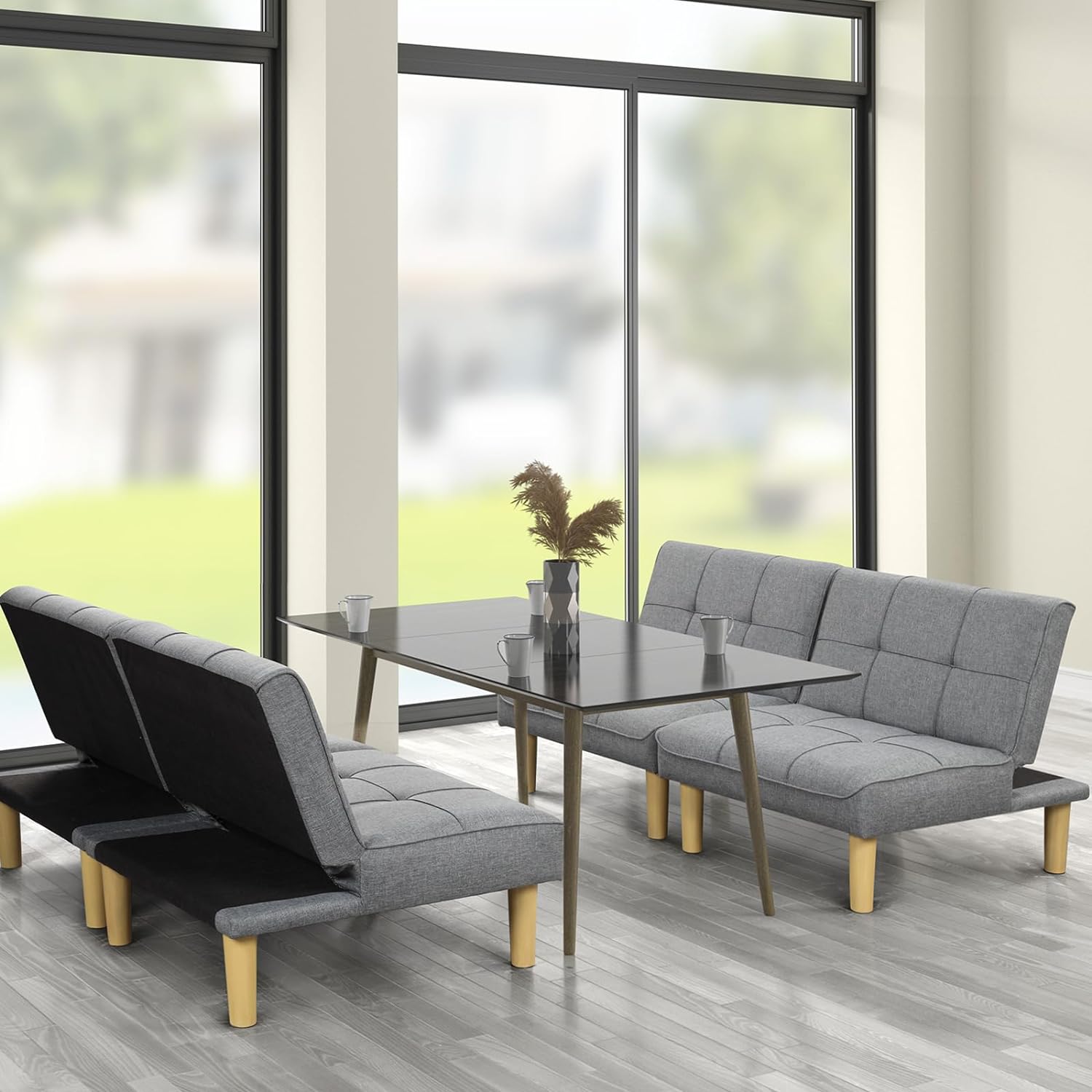 ! Sólo MXN$600 hoy KAIRUITUCH - Sofá cama convertible 3 en 1 para cama individual, sofá de futón con respaldo plegable ajustable, 2 piezas, futón pequeño para sala de estar, departamento