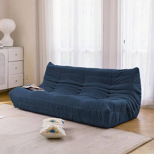 Sofá de tres plazas, sofá de piso de tamaño doble sin brazos de mediados de siglo, sillón de piso de pana suave de primera calidad, sillón decorativo de espuma para sala de estar, dormitorio (lima)