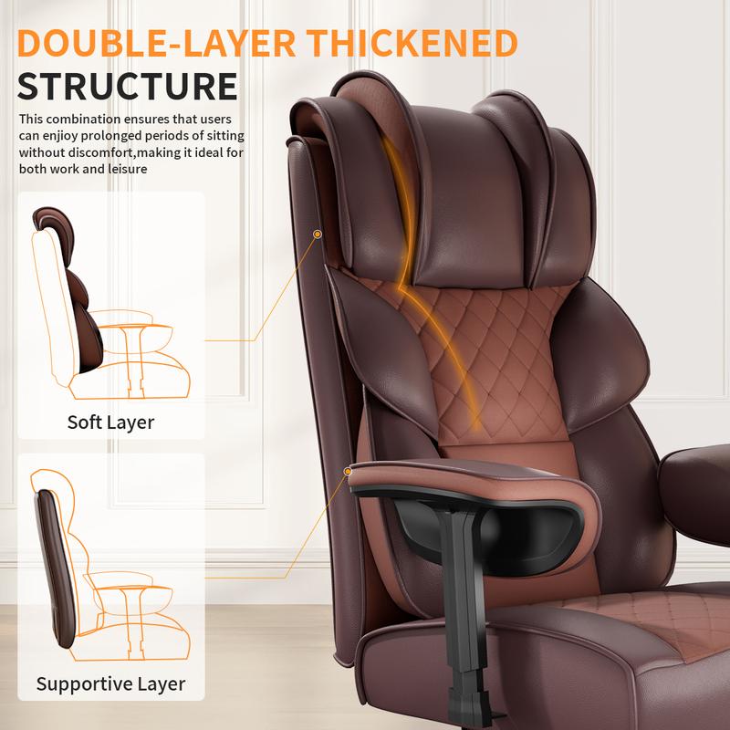 [Oferta relámpago de hoy] Silla de oficina grande y alta, silla de escritorio con reposabrazos suaves y ajustables, silla ergonómica para juegos con respaldo alto y soporte lumbar, sillas ejecutivas para computadora con reposapiés KC-5184