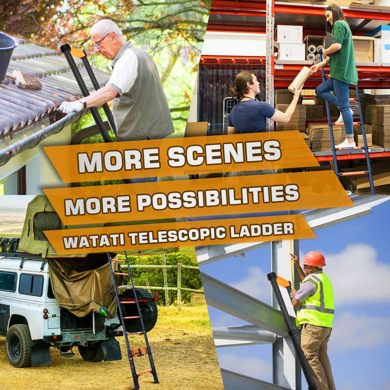 Escalera telescópica de 20,3/23 pies, de aluminio, de alta resistencia, con capacidad máxima de 330 libras, con 2 estabilizadores triangulares, plegable y multiusos.