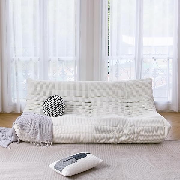 Sofá de tres plazas, sofá de piso de tamaño doble sin brazos de mediados de siglo, sillón de piso de pana suave de primera calidad, sillón decorativo de espuma para sala de estar, dormitorio (lima)