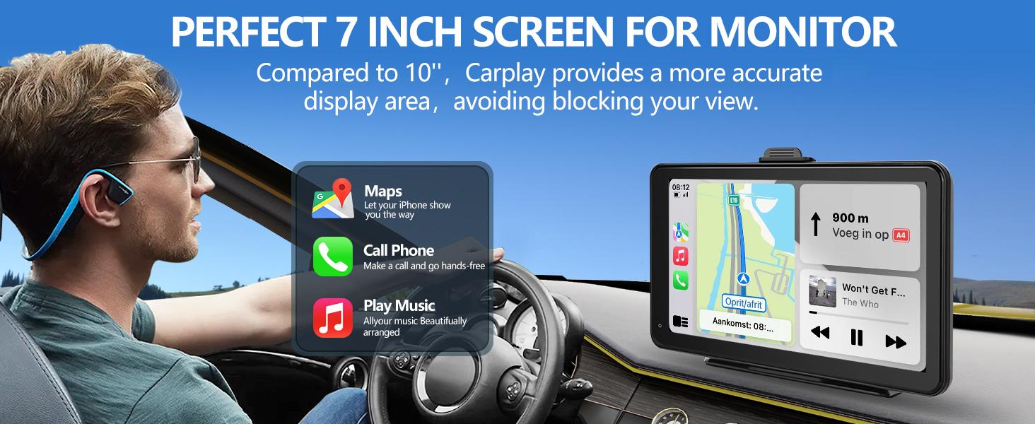 【PASLDA】Portable Wireless Carplay Car Stereo, 7" HD Touchscreen for Car with Apple CarPlay & Android Auto with Backup Camera/Mirror Link/Voice Control/Bluetooth/GPS/AUX for All Vehicles 【PASLDA】Portable Wireless Carplay Car Stereo, 7" HD Touchscreen for Car with Apple CarPlay & Android Auto with Backup Camera/Mirror Link/Voice Control/Bluetooth/GPS/AUX for All Vehicles