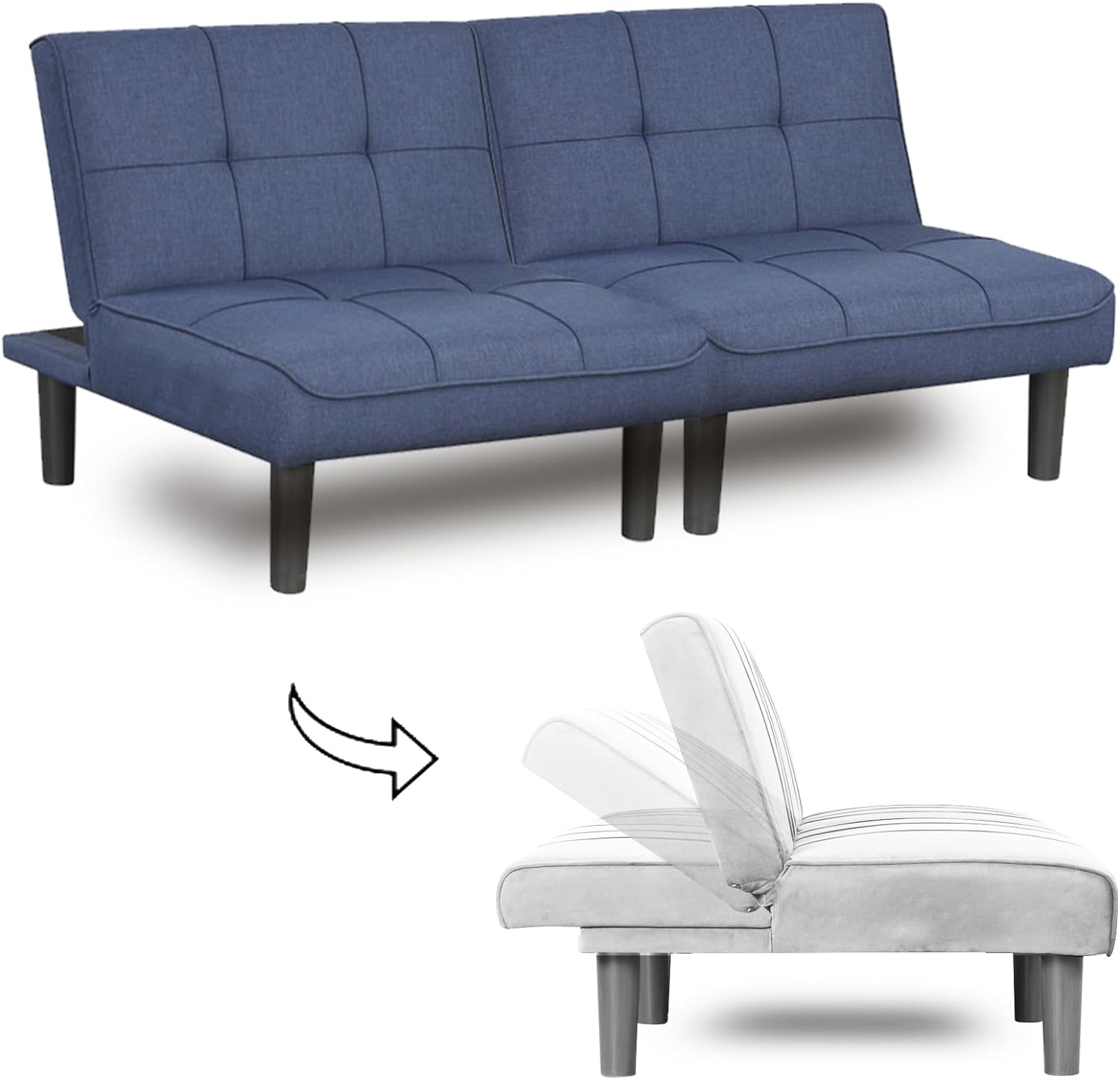 ! Sólo MXN$600 hoy KAIRUITUCH - Sofá cama convertible 3 en 1 para cama individual, sofá de futón con respaldo plegable ajustable, 2 piezas, futón pequeño para sala de estar, departamento