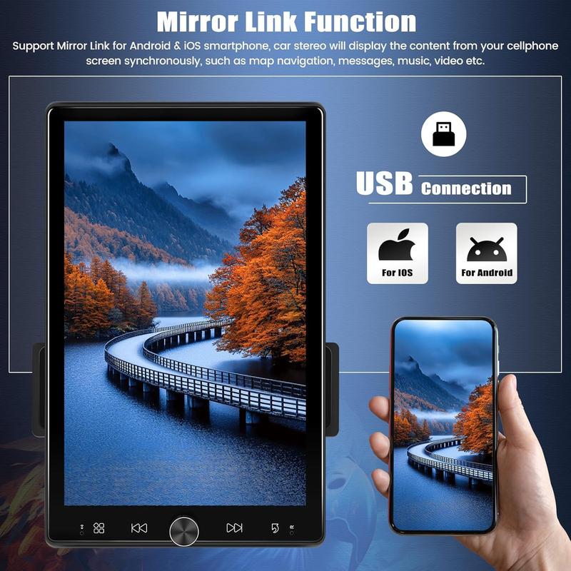 Autoestéreo de 10.4 pulgadas de un solo DIN con Carplay inalámbrico Android Auto, pantalla táctil vertical IPS 1080P, Bluetooth 5.2, cámara de reversa LED de 12 pulgadas, radio FM, USB/AUX, Mirror Link, SWC, SummerVibes fathersdaygift