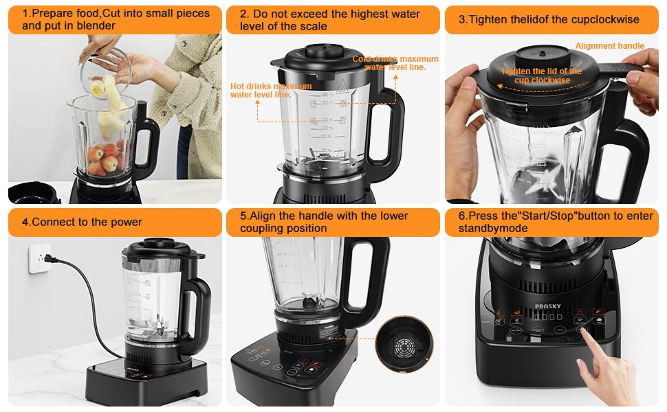 PRASKY Professional Heating 60oz-Glass Blender & Soy Milk Maker,24H Delay Cook, 600ml Stainless Steel Thermos/10-in-1 Multi-Function Smart Blender for Soups,Shakes and Smoothies & Juice, Soup Maker with Stew Pot, Kitchen Appliances SMARTLIVING