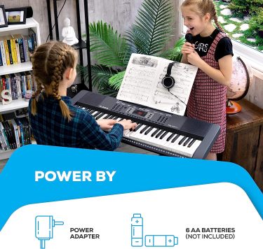 Piano eléctrico con 61 teclas, Teclado Musical con altavoces, audífonos, micrófono, soporte para piano, atril y taburete
