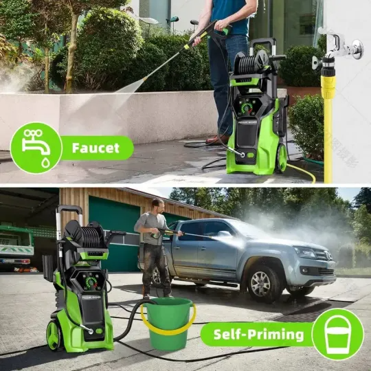 Lavadora de Alta Presión Eléctrica 4800 PSI 3.2 GPM con 4 Puntas Diferentes, Máquina de Limpieza de Alta Potencia de 1800W para Coches, Patios y Limpieza de Pisos