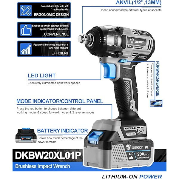 Kit combinado de taladro inalámbrico: taladro de impacto sin escobillas de 20 V máx. y llave de impacto Juego de herramientas eléctricas inalámbricas