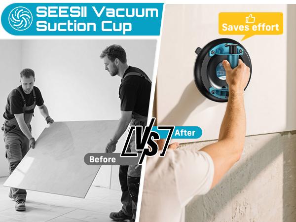 SEESII Suction Cups for Glass Lifting: 8" Tile Suction Cup Lifter with Handle and Pump, 200KG Load Capacity Heavy Duty Vacuum Lifter for Lifting Large Tile, Granite, Metal, Windows (2-Pack) SEESII Suction Cups for Glass Lifting: 8" Tile Suction Cup Lifter with Handle and Pump, 200KG Load Capacity Heavy Duty Vacuum Lifter for Lifting Large Tile, Granite, Metal, Windows (2-Pack)