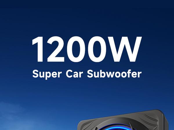 VIKEJIEBIV 1200W Subwoofer, Slim Underseat Car Subwoofer and Amp Package with Ambient Light, Individual Control for Low Pass/Gain/Boost Bass, Loud Stereo Sound, Deep Bass, Car Truck Accessory Perfect for Truck/SUV/Jeep/MPV