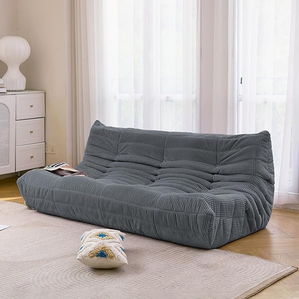 Sofá de tres plazas, sofá de piso de tamaño doble sin brazos de mediados de siglo, sillón de piso de pana suave de primera calidad, sillón decorativo de espuma para sala de estar, dormitorio (lima)