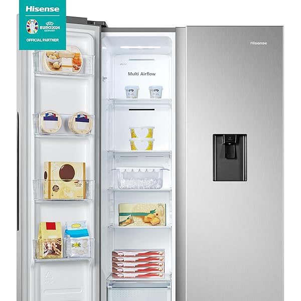 Refrigerador Side by Side, con dispensador de agua, gran capacidad, función Total No Frost, apariencia de acero inoxidable (91.0 x 178.6 x 64.3cm), de 519L (~19 pies), Gris