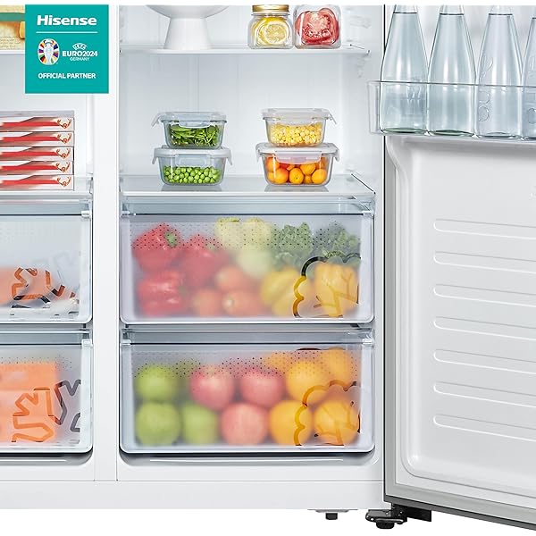 Refrigerador Side by Side, con dispensador de agua, gran capacidad, función Total No Frost, apariencia de acero inoxidable (91.0 x 178.6 x 64.3cm), de 519L (~19 pies), Gris