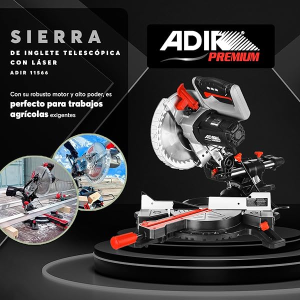 Premium Sierra De Inglete Telescopica 10'' Con Laser Negro 11566