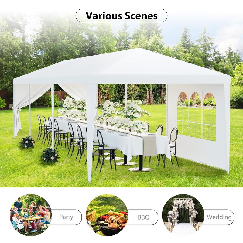 Toldo de patio con estructura de acero de varios tamaños - Toldo de sombra para exteriores para fiestas y bodas, opciones de 10'x30', 20' y 10', paredes desmontables, protección UV, incluye herrajes, refugio para exteriores, rectangular, summervibes