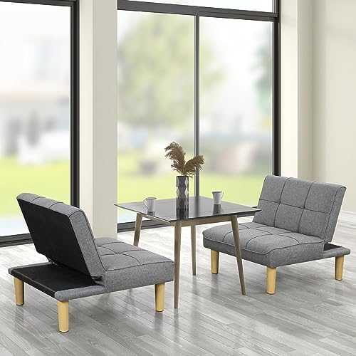 ! Sólo MXN$600 hoy KAIRUITUCH - Sofá cama convertible 3 en 1 para cama individual, sofá de futón con respaldo plegable ajustable, 2 piezas, futón pequeño para sala de estar, departamento