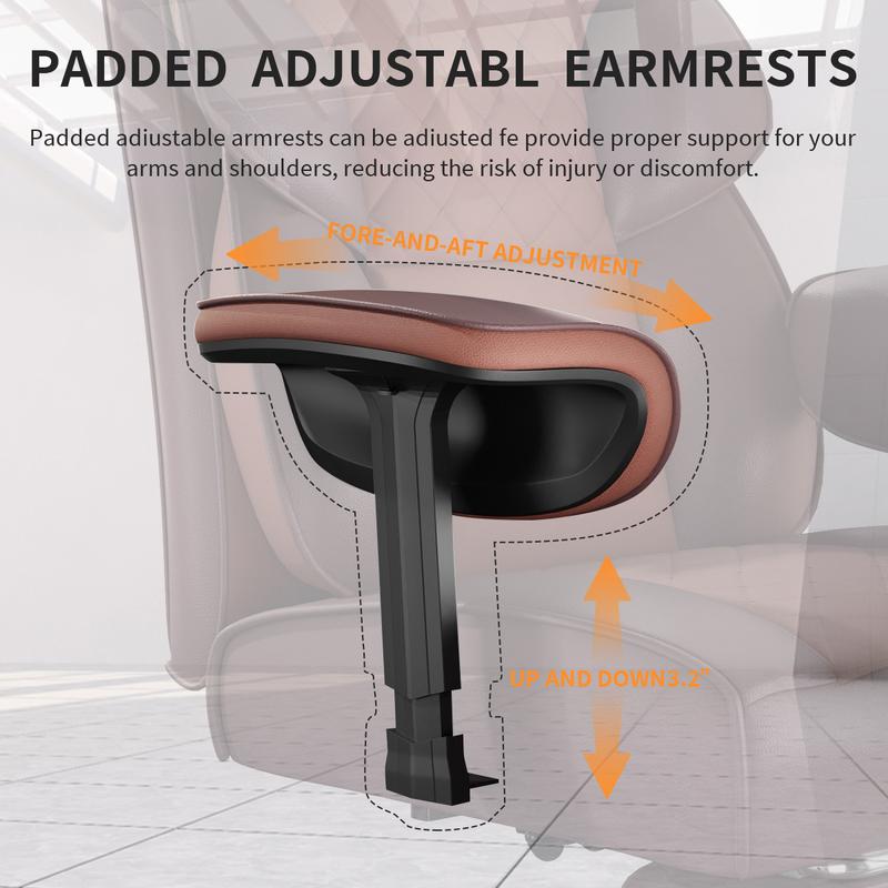 [Oferta relámpago de hoy] Silla de oficina grande y alta, silla de escritorio con reposabrazos suaves y ajustables, silla ergonómica para juegos con respaldo alto y soporte lumbar, sillas ejecutivas para computadora con reposapiés KC-5184