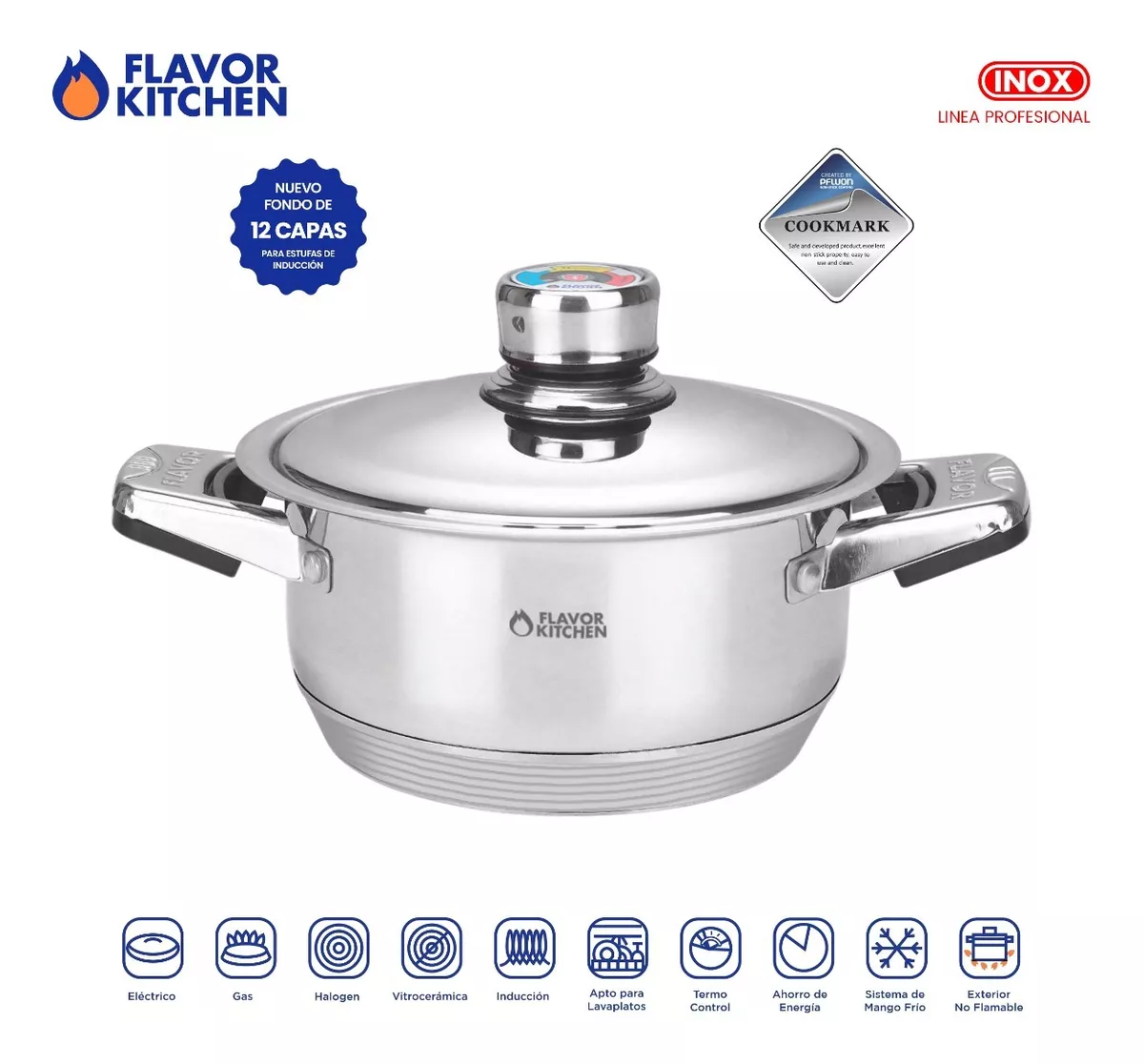 Batería De Cocina Flavor Kitchen Acero Inox Quirúrgico 26 Pz