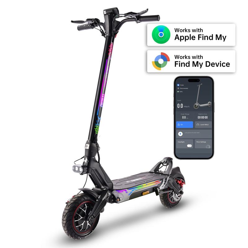 Potente patinete eléctrico Max Pro, autonomía de 80 km, equipado con un motor dual de 4000 W, velocidad de hasta 68 km/h, neumáticos sin cámara de 28 cm, amortiguadores delanteros y traseros, desbloqueo manos libres, protección antirrobo y diseño plegable