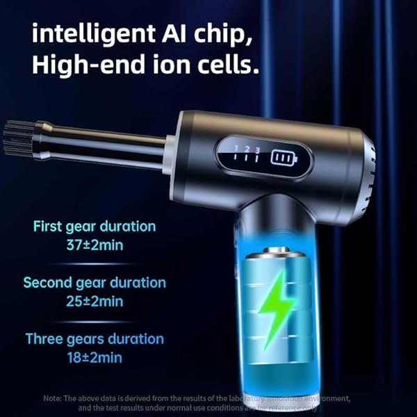 Plumero de aire comprimido, soplador de aire eléctrico portátil inalámbrico de 3 velocidades a 100000 RPM con luz LED, para limpiar teclados y PC, kit de limpieza de aire (sin plumeros de aire enlatados), recargable (negro)